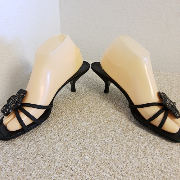 Prada Black Leather Slide Sandals - Picture 4 of 6